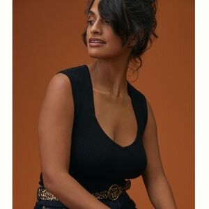 Anthropologie Black Sleeveless Sweater Top Size XL